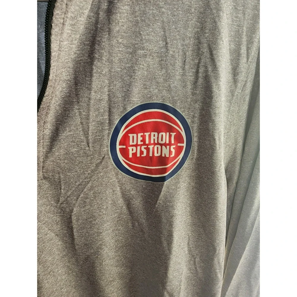 official NBA Detroit Pistons Basketball Long Sleeve 1/4 Zip Shirt Mens S Gray S